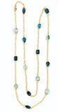 Elegant Multi Color Blue Topaz Necklace on twisted Link chain