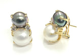 Medium GUM DROP™ Earrings with Pearls and Peridot and Four Diamonds