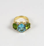 Large GUM DROP™ Ring with Blue Topaz Iolite and Diamonds