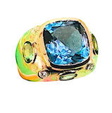 18kt Bonheur Ring with Green Amethyst, Amethyst and Blue Topaz