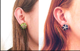 Peridot Flower Diamond Cluster Earrings