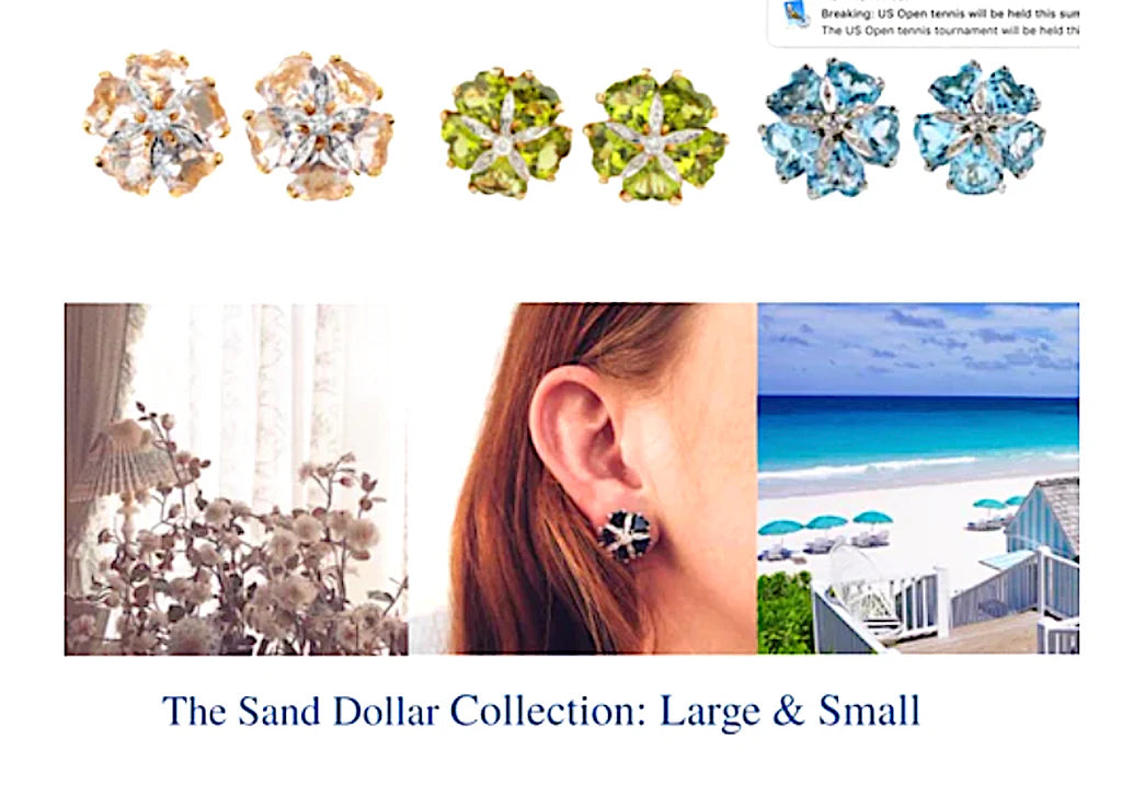 18kt Yellow Gold Sand Dollar Earrings with Peridot and Diamonds