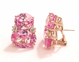 Medium GUM DROP™ Earrings with Pink and Cabochon Smokey Topaz and Diamonds