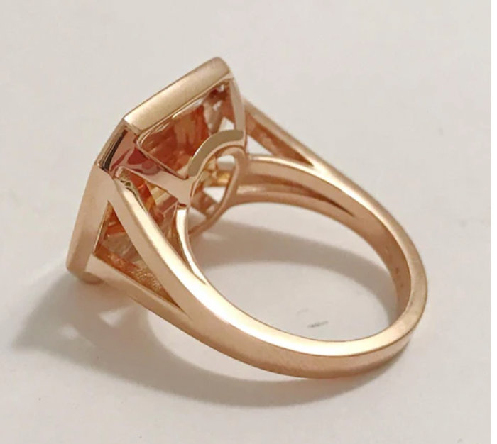 18kt Yellow Gold Mini Emerald Cut Ring with Blue Topaz and Peridot