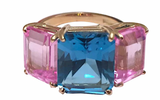 18kt Bonheur Ring with Green Amethyst, Amethyst and Blue Topaz