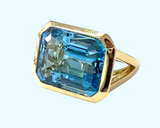 Blue Topaz Emerald Cut Statement ring