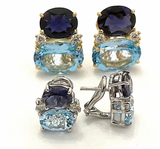 Medium GUM DROP™ Earrings with Pearls and Peridot and Four Diamonds