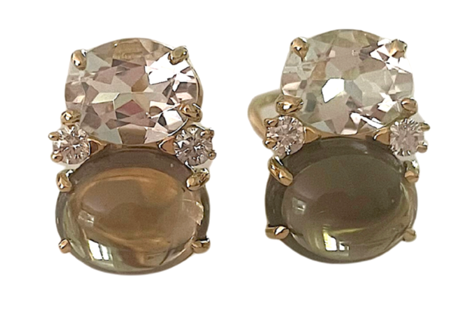 Medium GUM DROP™ Earrings with Rock Crystal and Smoky Topaz and Diamonds (Copy)