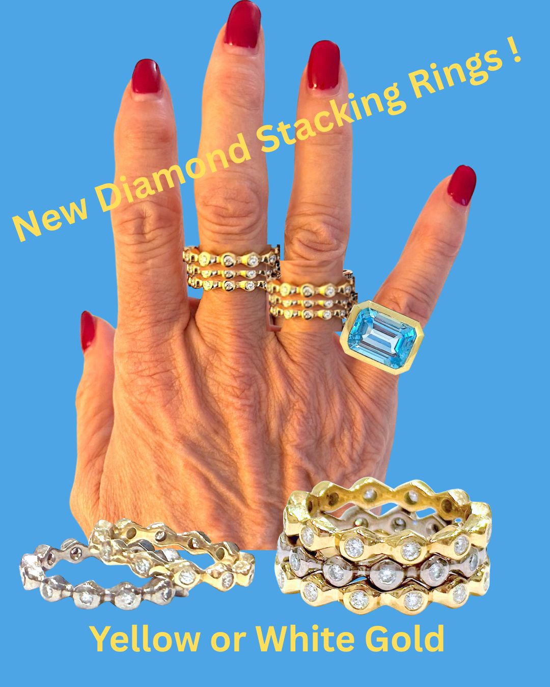 18kt Diamond Stacking Bubble Ring