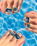 Elegant Multi Color Blue Topaz Necklace on twisted Link chain