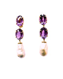 Medium GUM DROP™ Earrings with Pearls and Peridot and Four Diamonds