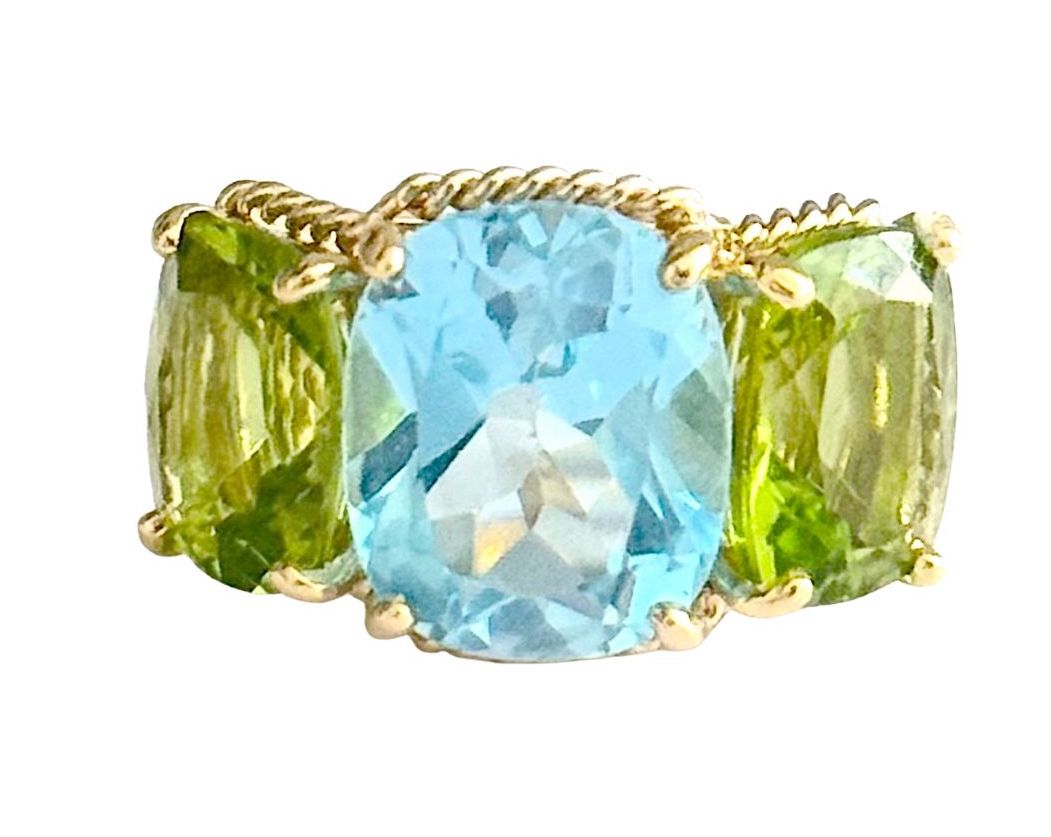 Yellow Gold Double Cushion Earrings with Rock Crystal and Smoky Topaz