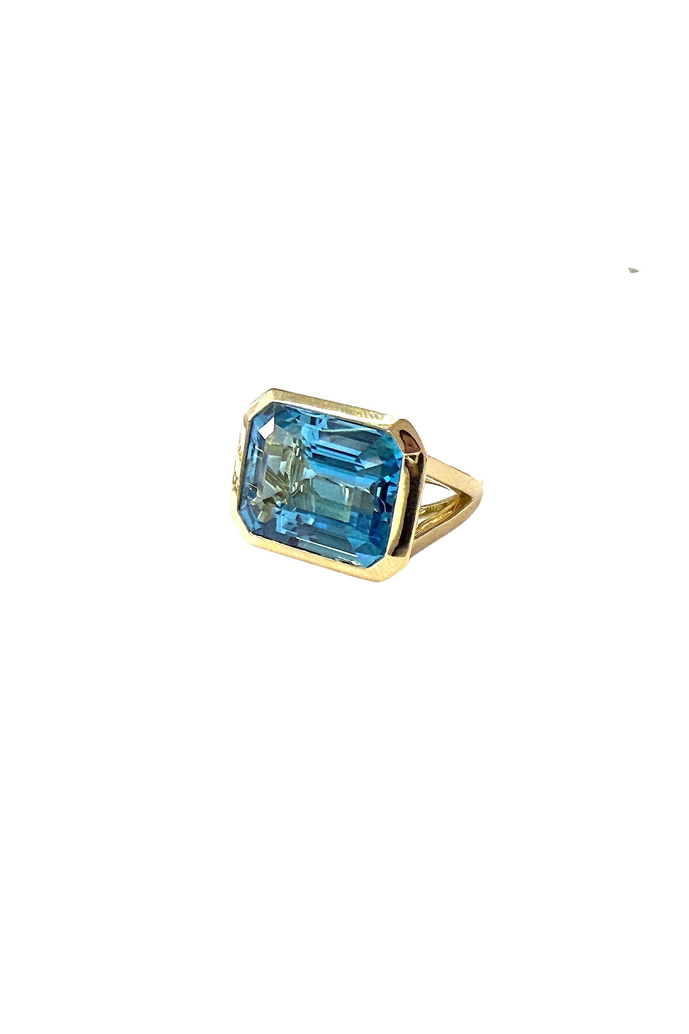 Blue Topaz Emerald Cut Statement ring