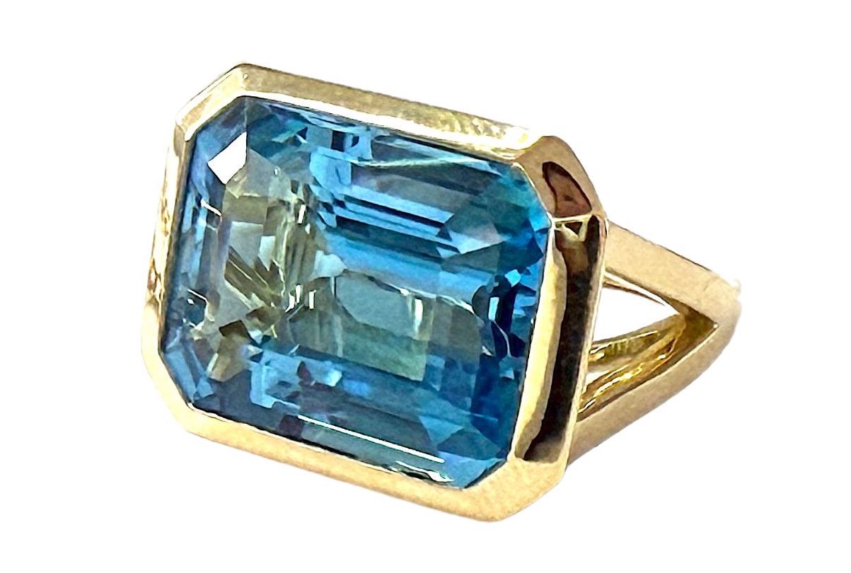 Blue Topaz Emerald Cut Statement ring