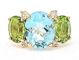 Large GUM DROP™ Ring with Blue Topaz Iolite and Diamonds