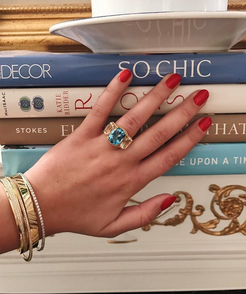 Large GUM DROP™ Ring with Blue Topaz Iolite and Diamonds