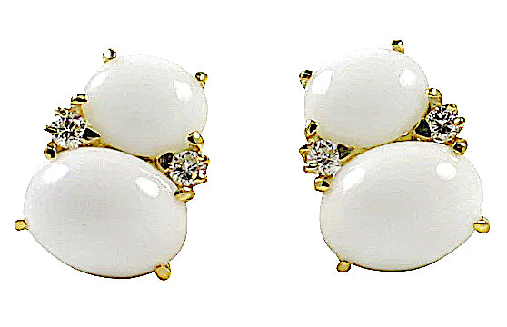 Medium GUM DROP™ Earrings with Pale Blue Topaz and Cabochon Topaz and Diamonds