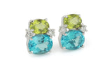 Mini GUM DROP™ Earrings with Peridot and Blue Topaz and Diamonds