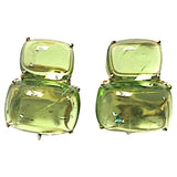 18Kt Yellow Gold Cushion Cut Cabochon Peridot Earrings