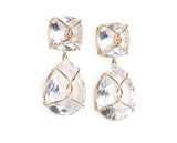 Rock Crystal and Gold Wrapped Cushion Drop Earrings