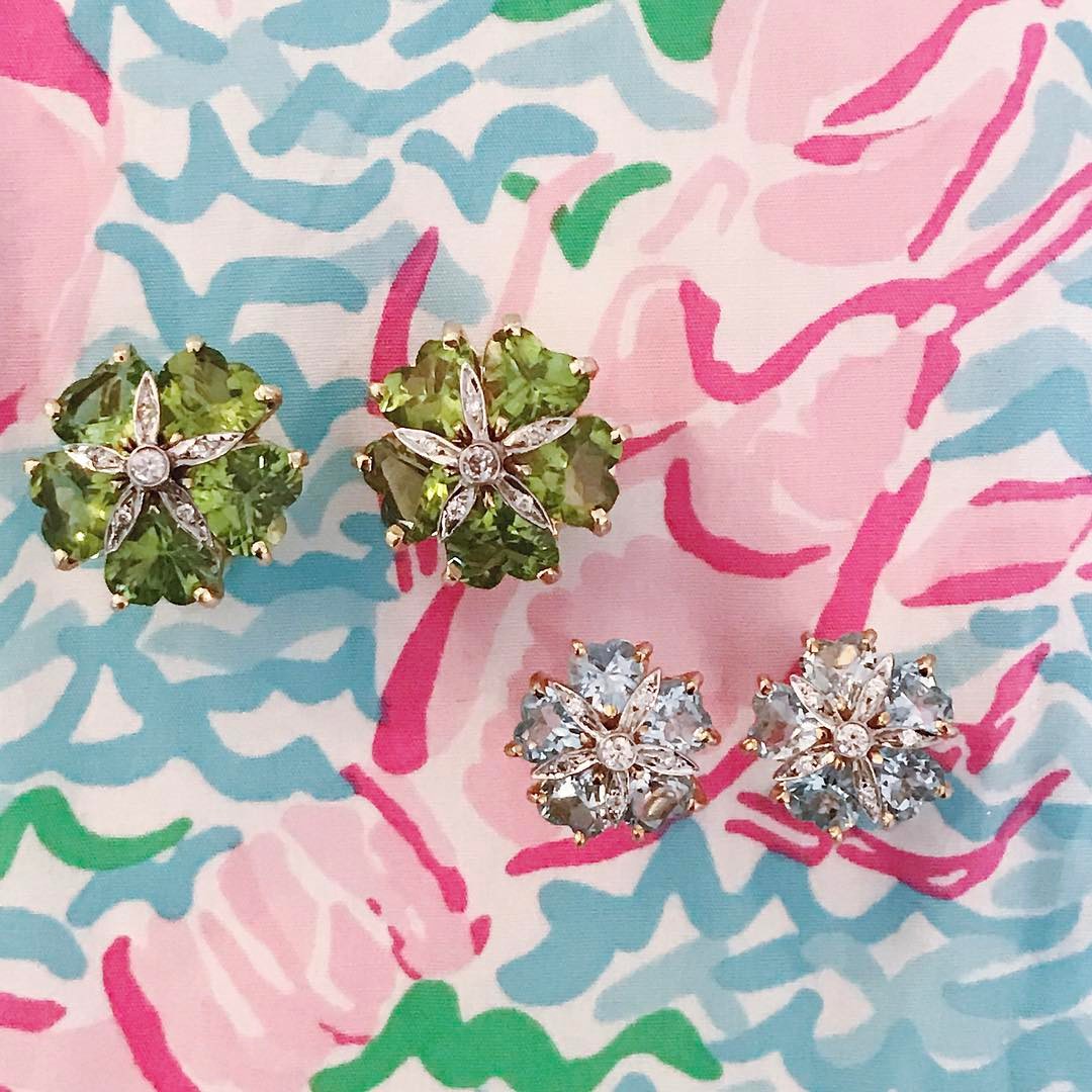 18kt White Gold Sand Dollar Earring with Amethyst and Diamonds