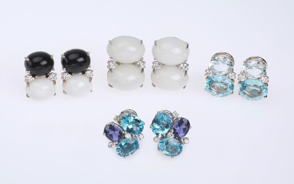 Large GUM DROP™ Earrings with Cabochon Turquoise and Diamonds