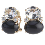 Large GUM DROP™ Earrings with Rock Crystal and Cabochon Onyx and Diamonds