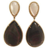 Mother of Pearl Abalone Drop Twisted Gold Border Earrings