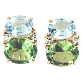 Medium GUM DROP™ Earrings with Blue Topaz Peridot and Diamonds