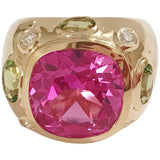 18kt Bonheur Ring with Lemon Citrine and Pink Topaz and Diamonds