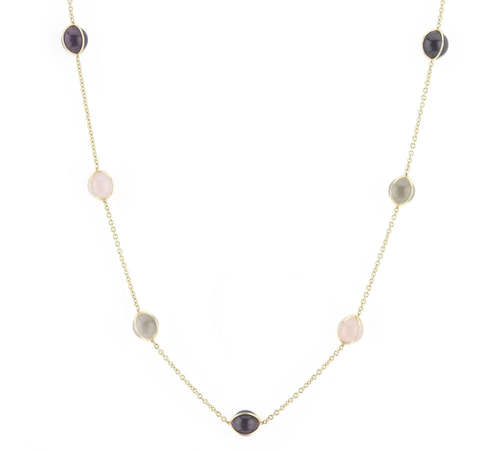 Amethyst Rose Quartz and Rock Crystal Necklace