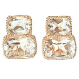 Rock Crystal and Gold Wrapped Cushion Drop Earrings