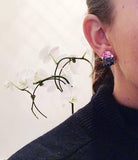 18Kt Yellow Gold Double Cushion Peridot and Blue Topaz Earrings