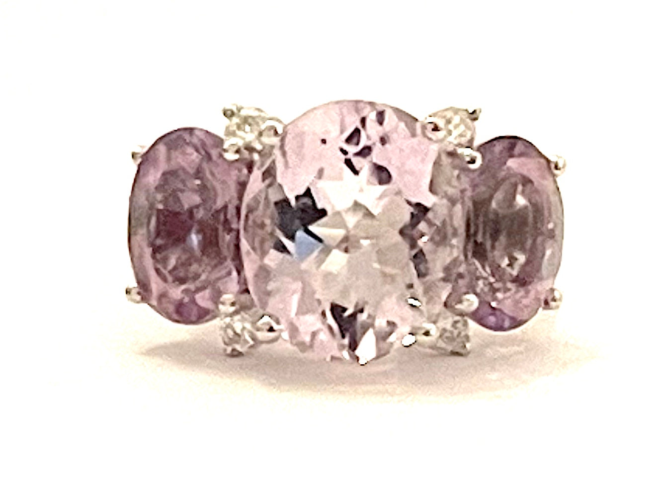 Medium 18kt White Gold GUM DROP™  Ring with Morganite and Amethyst
