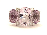 Large Platinum GUM DROP™  Ring with Morganite and Rock Crystal and Diamonds