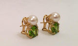 Medium GUM DROP™ Earrings with Pearls and Peridot and Four Diamonds