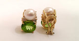 Medium GUM DROP™ Earrings with Pearls and Peridot and Four Diamonds