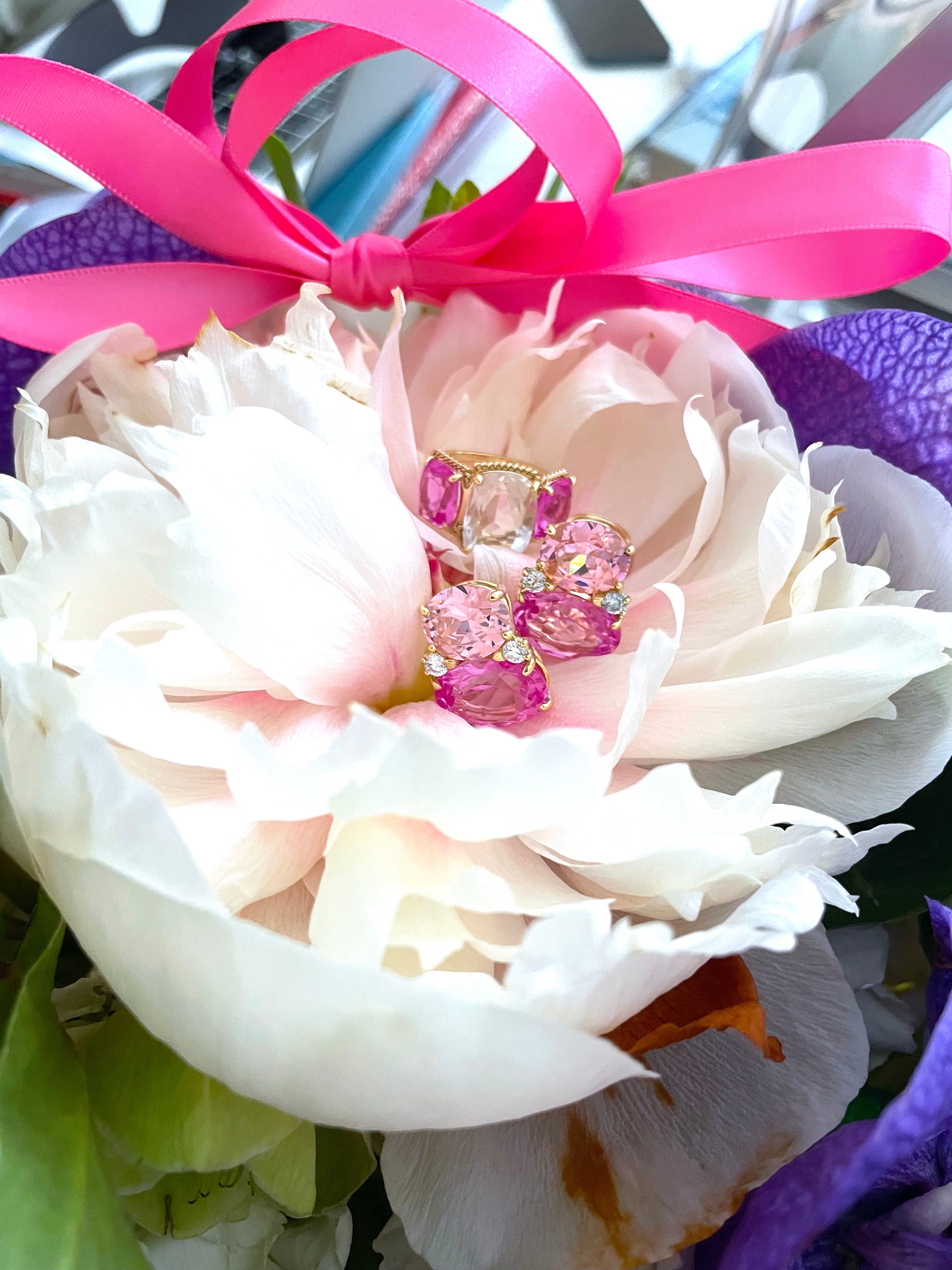 Large GUM DROP™ Earrings with Pink Topaz and Diamonds