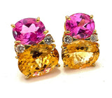 Large GUM DROP™ Earrings with Pink Topaz and Citrine and Pink Topaz and Diamonds