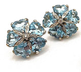 18kt White Gold Sand Dollar Earring with Blue Topaz and Diamonds