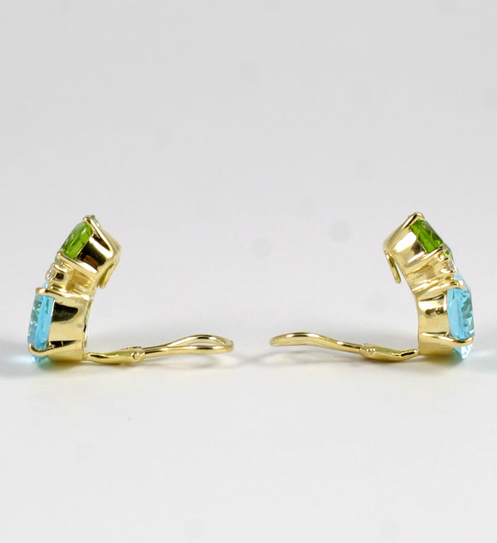 Large GUM DROP™ Earrings with Peridot and Blue Topaz and Diamonds