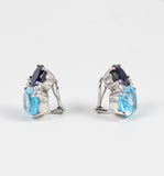 Large GUM DROP™ Earrings with Iolite and Blue Topaz and Diamonds