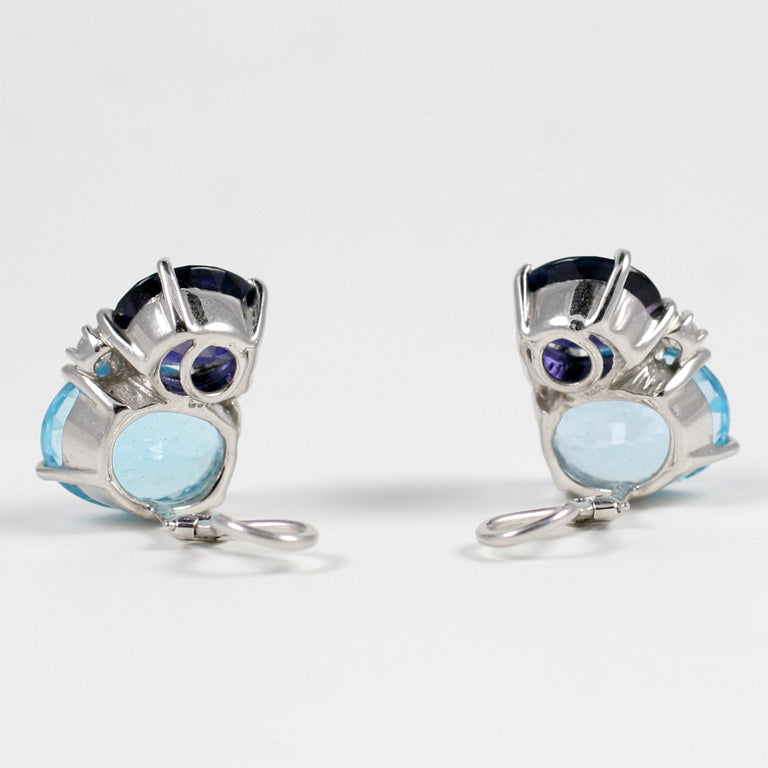 Large GUM DROP™ Earrings with Pink Topaz and Blue Topaz and Diamonds