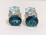 Medium GUM DROP™ Earrings with Two-Toned Blue Topaz and Diamonds