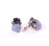 Mini  GUM DROP™  Earrings with Iolite, Amethyst and Diamonds