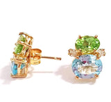 Mini GUM DROP™ Earrings with Peridot and Blue Topaz and Diamonds