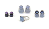 Mini  GUM DROP™  Earrings with Iolite, Amethyst and Diamonds