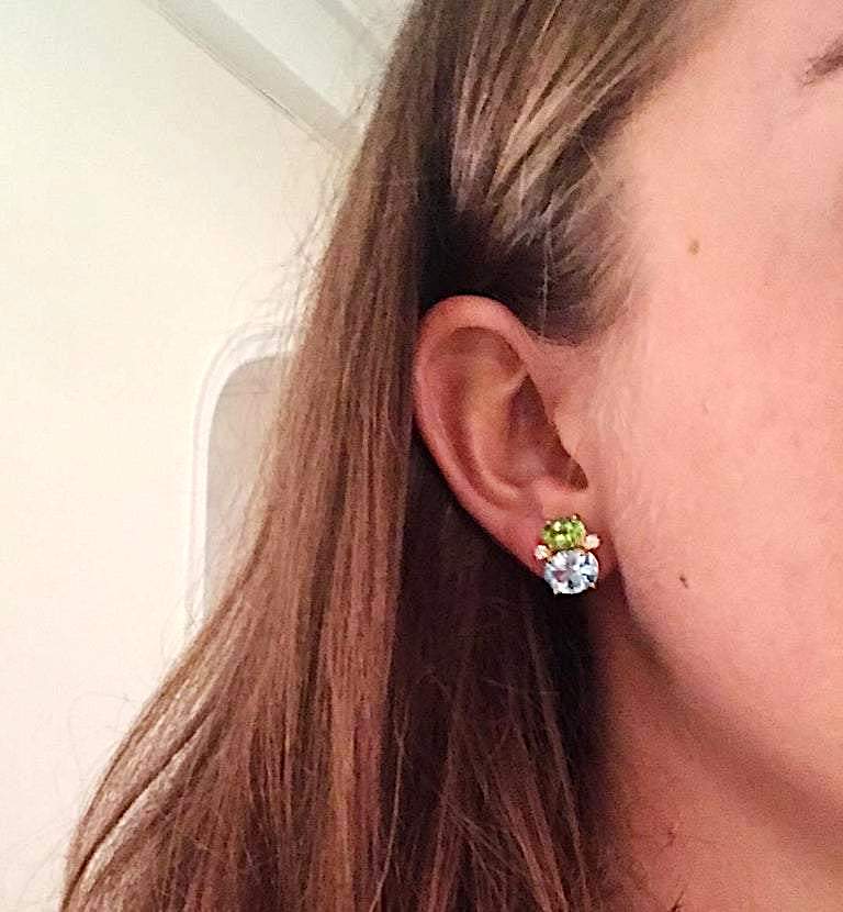 Mini GUM DROP™ ADELE Earrings with Citrine and Cabochon Smokey Topaz and Diamond