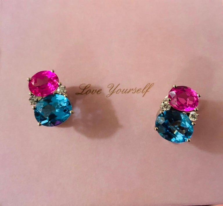 Medium GUM DROP™ Earrings with Peridot and Blue Topaz and Diamonds