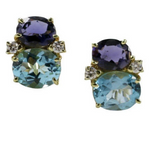 Medium GUM DROP™ Earrings with Blue Topaz Peridot and Diamonds